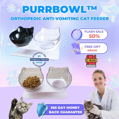 PurrBowl™ Orthopedic Anti-Vomiting Cat Feeder